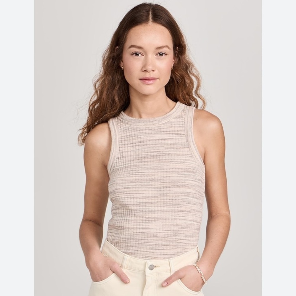 Madewell Brightside Rib Cutaway Tank Size Large Peachy Spacedye